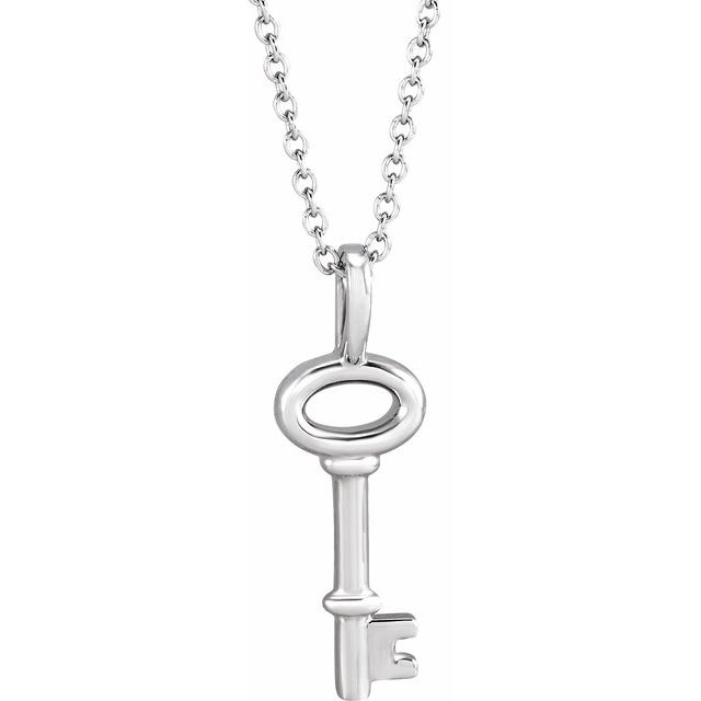 Petite Key charm necklace white gold | Abrau Jewelry