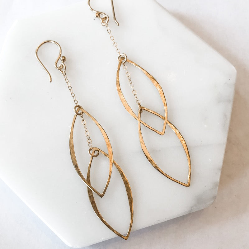 Double Marquis Earrings in Gold