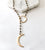 Moon Circle Lariat Pyrite Gemstone Statement Necklace by Abrau Jewelry