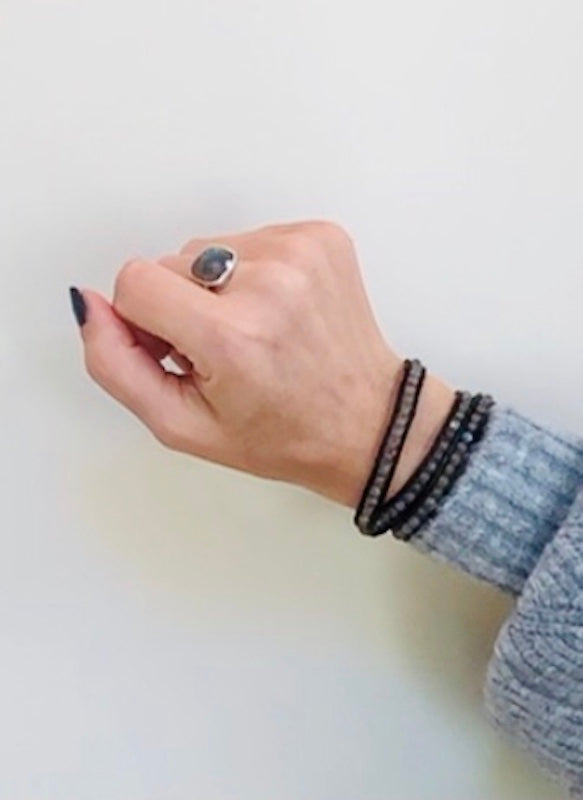 leather wrap bracelet | abrau jewelry | labradorite jewelry