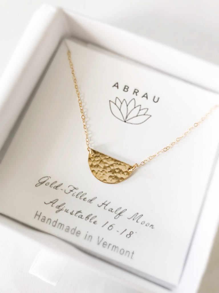 Hammered Half Moon 16-18" Layering Minimalist Necklace {More Options}