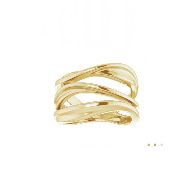 14k yellow gold modern open space ring