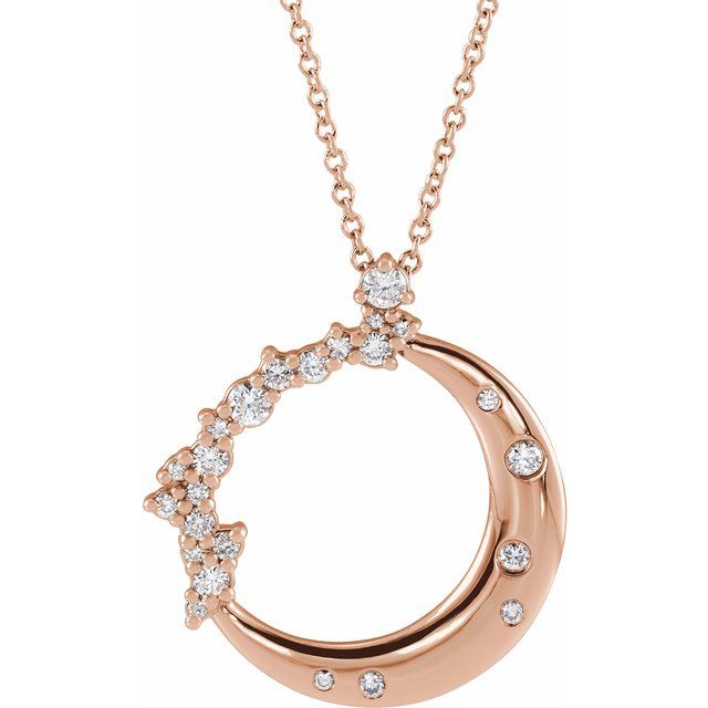 rose gold moon with diamonds necklace by stuller