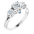 Engagement Diamond 3 Stone Ring with Peekaboo Sapphire