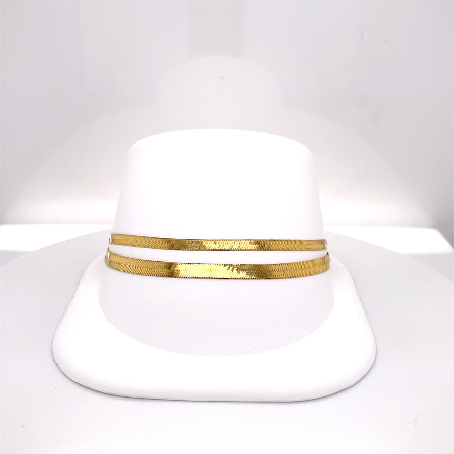 Herringbone Solid 14K Gold Chain Necklace - As Seen on Kendall Jenner, Haylie Baldwin Bieber, Bella Hadid