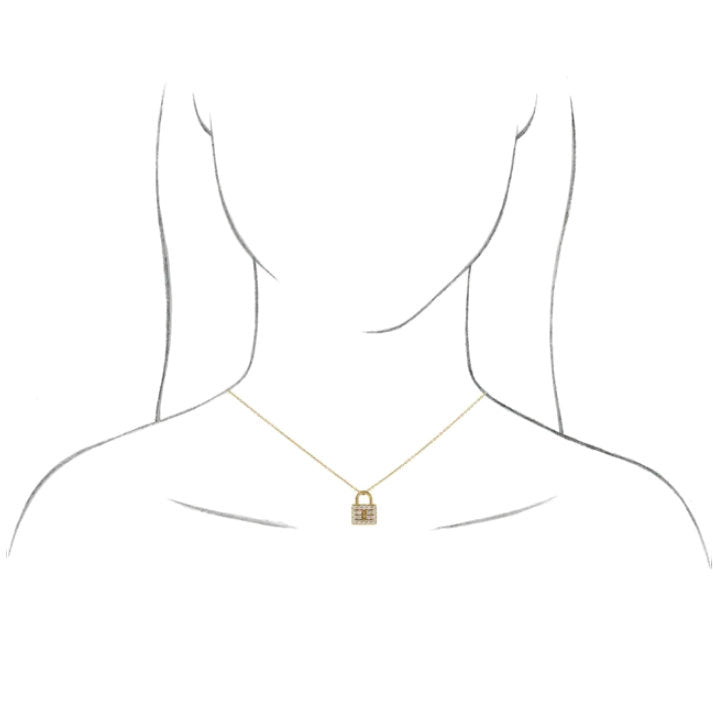 Diamond Lock Pendant Necklace | Abrau Jewelry
