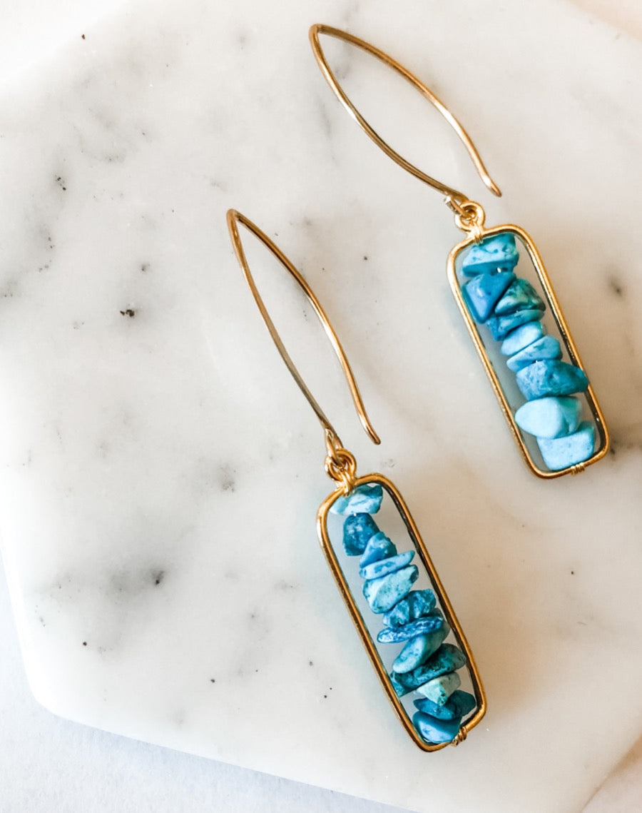 Turquoise Gold Filled Earrings Handmade by Abrau Jewelry