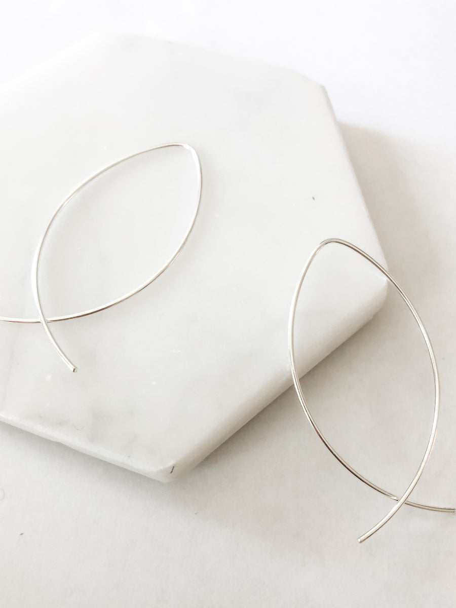 Milka - Sterling silver large arc marquis wire hoops