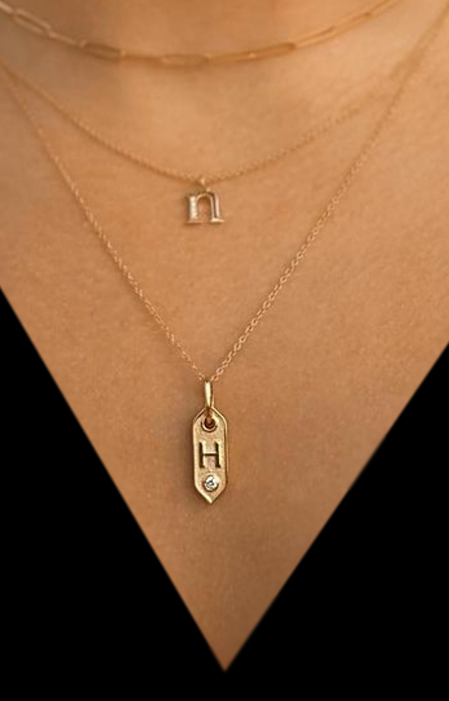 Layered Initial Necklaces Solid Gold | Abrau Jewelry