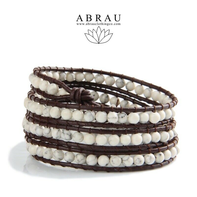 white howlite leather wrap bracelet