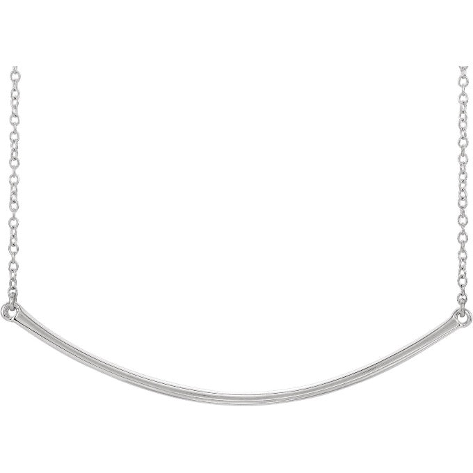 White Gold Curved Bar Necklace