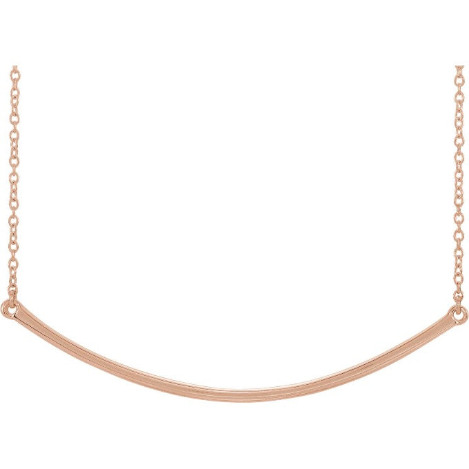 Rose Gold Curved Bar Necklace | Abrau Jewelry