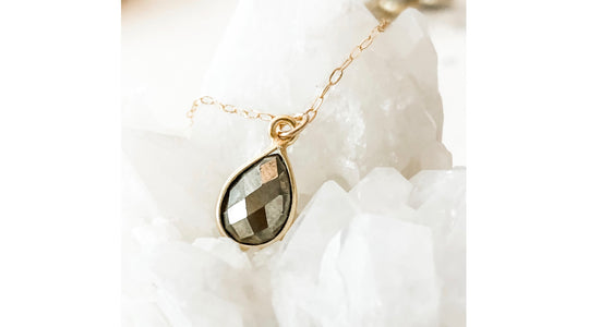 Abrau Jewelry | Pyrite Gemstone Necklace | As Seen on Law & Order
