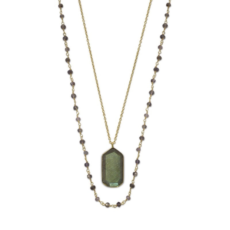 Labradorite and Iolite Double Strand Necklace | abrau jewelry
