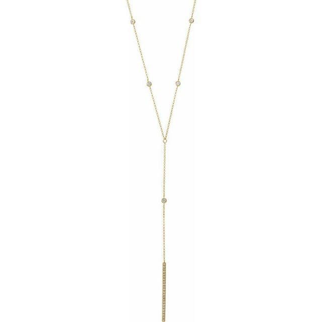 Long Lariat necklace with diamond accents and diamond bar