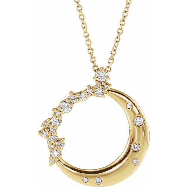 14k yellow gold diamond moon necklace