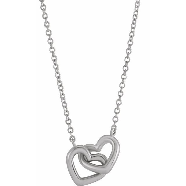 Valentine's Day Gift Ideas Gold Interlocking heart love necklace white gold | abrau Jewelry