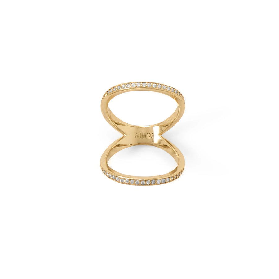 Modern gold cz double band split ring | abrau