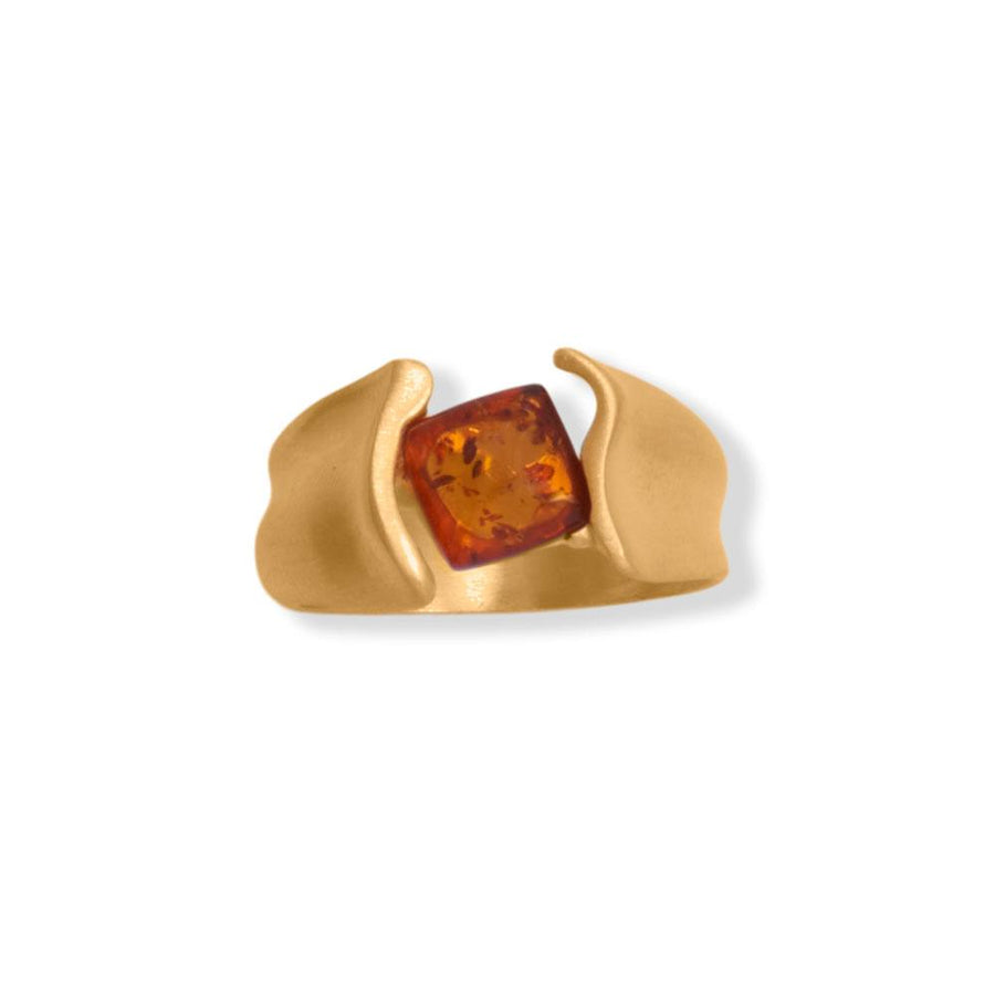 Contemporary Amber Matte Gold Vermeil Gemstone Ring