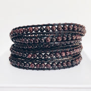 garnet gemstone leather wrap bracelet | abrau