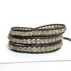 labradorite brown leather 3 wrap bracelet | abrau