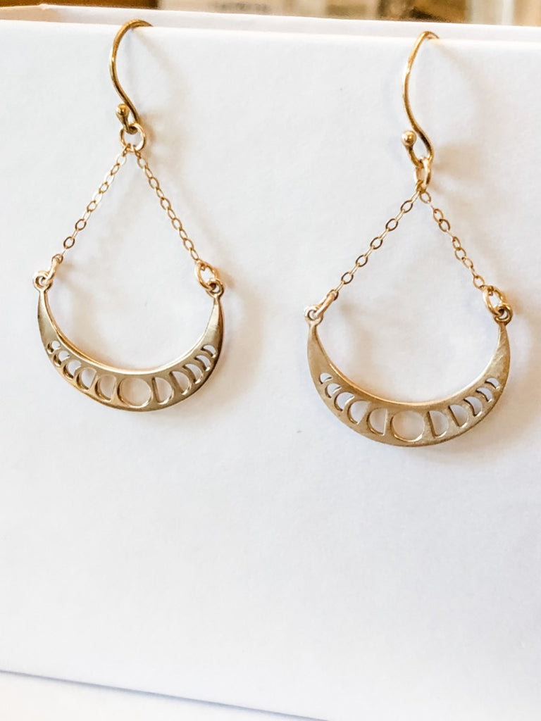 moon goddess earrings in gold filled