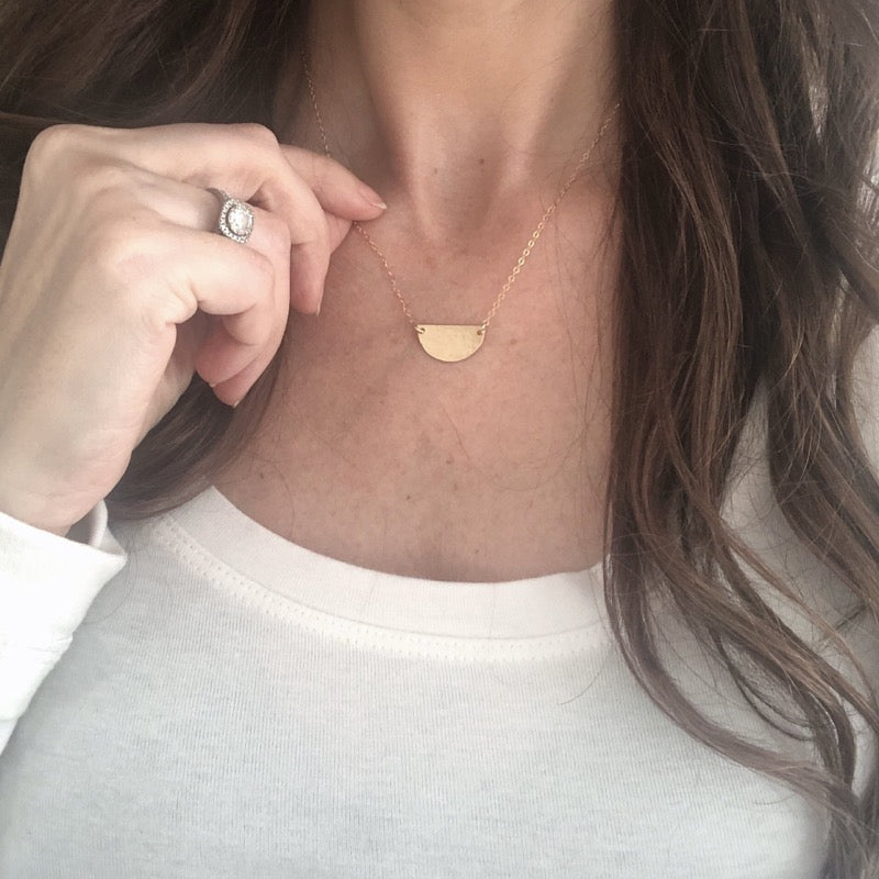 Half moon necklace in gold filled, rose gold filled or sterling silver | abrau jewelry