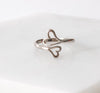 Double heart adjustable wrap ring in sterling silver | Abrau Jewelry