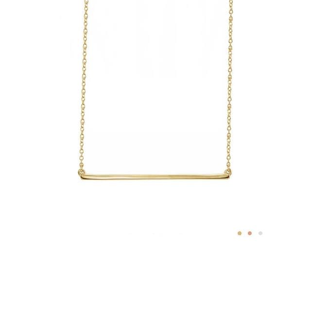 14k yellow gold straight skinny bar necklace