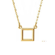 14k yellow gold dainty square geometric necklace