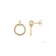 14k yellow gold dangle hoop post earrings