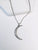 Crystal Crescent Moon Necklace Sterling Silver on Adjustable Sterling Chain | Abrau Jewelry