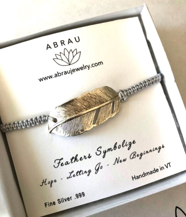 Fine Silver Feather Bracelet | Abrau Jewelry