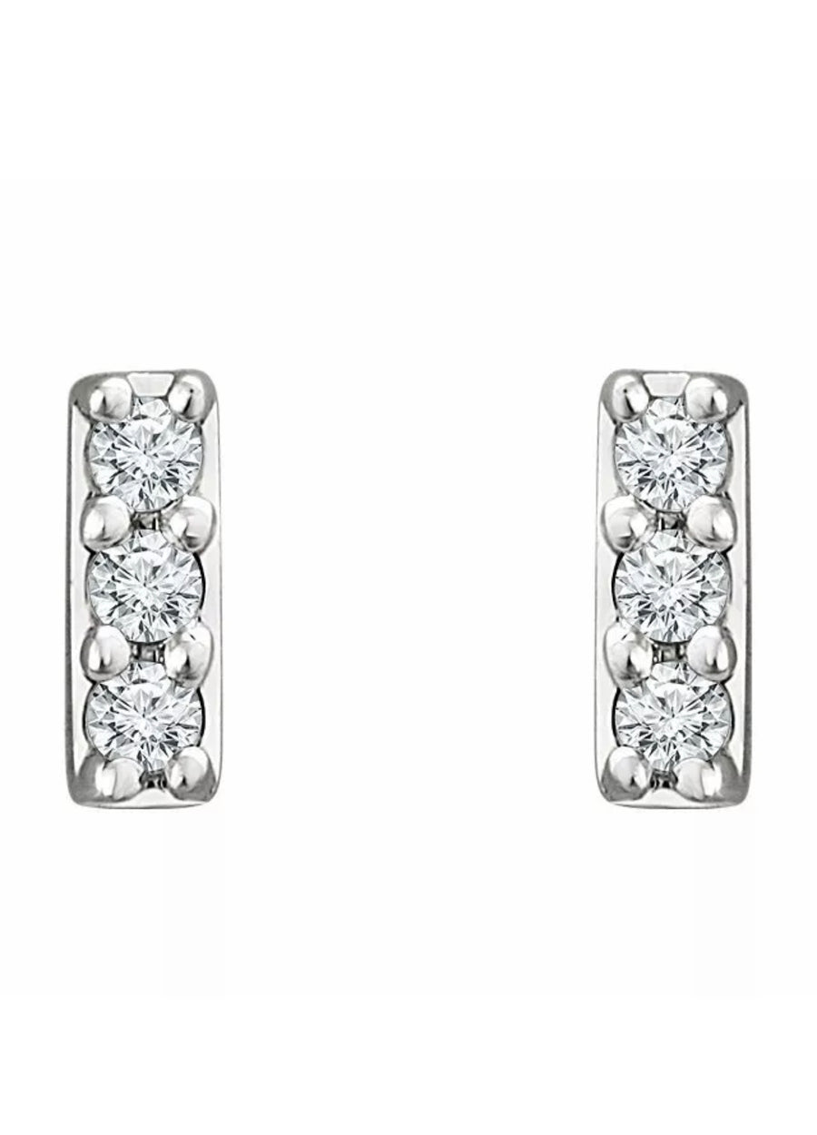 Tiny 14K White .05 CTW Diamond Bar Stud Earrings