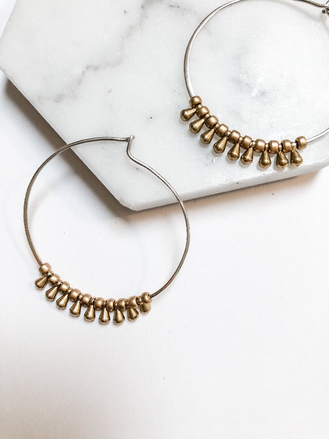 Unique Beaded Hoops in Sterling Silver and Gold