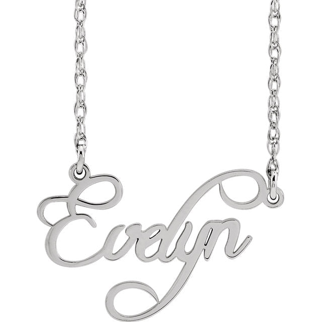 personalized name plate necklace in script