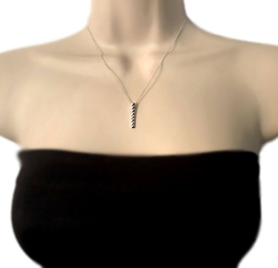 pyramid bar sterling silver vertical necklace