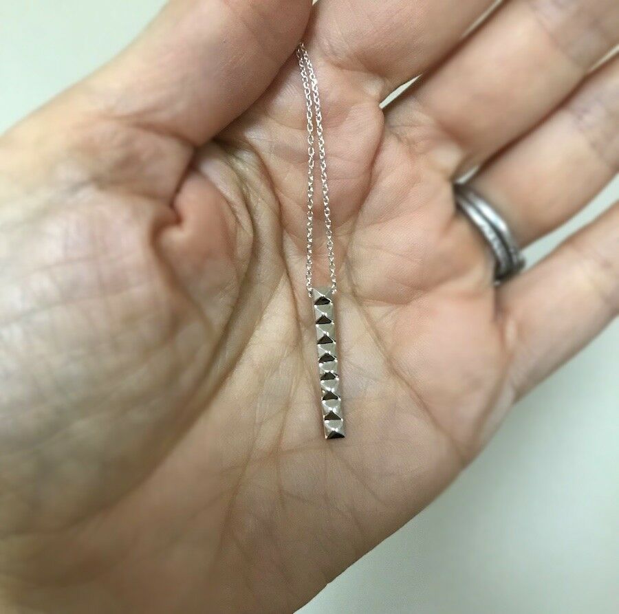 vertical bar pyramid necklace in sterling silver .925