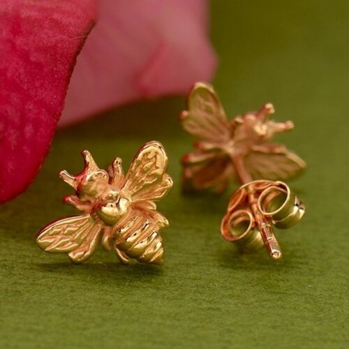 Rose Gold Honey Bee Bumblebee Stud Post Earrings