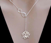 Sterling Silver Lotus Infinity Knot Lariat Necklace