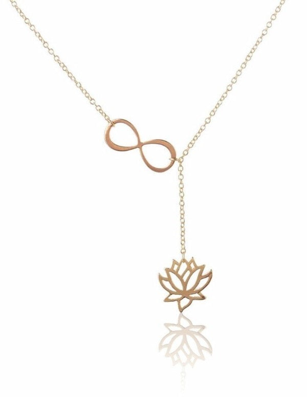 Lotus Infinity Knot Lariat Y Necklace