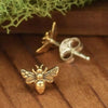 gold bronze tiny honey bee bumblebee post stud earrings