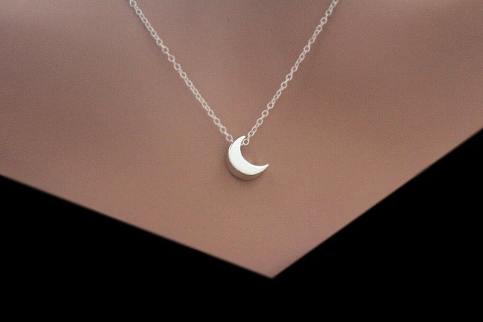 sterling silver crescent moon simple minimalist dainty necklace