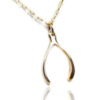 gold filled wishbone charm necklace