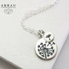 Stamped Dandelion Flower Charm Necklace
