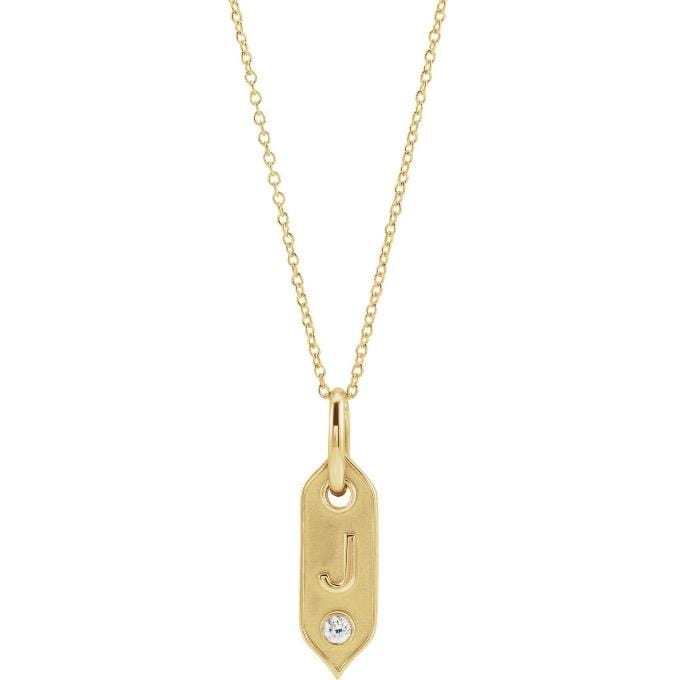 14k yellow gold diamond accented initial pendant necklace