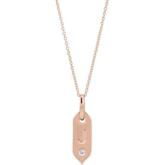 14K rose gold diamond accented initial letter pendant necklace