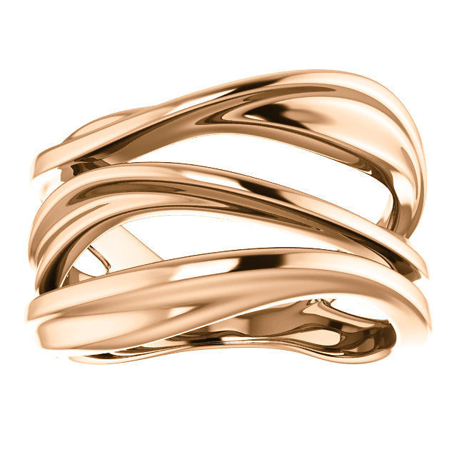 14k rose gold modern open negative space chunky ring