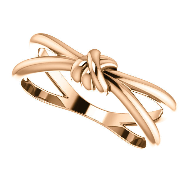 14k rose gold love knot ring