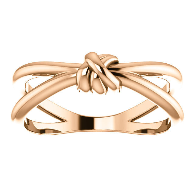 14k rose gold love knot open space ring